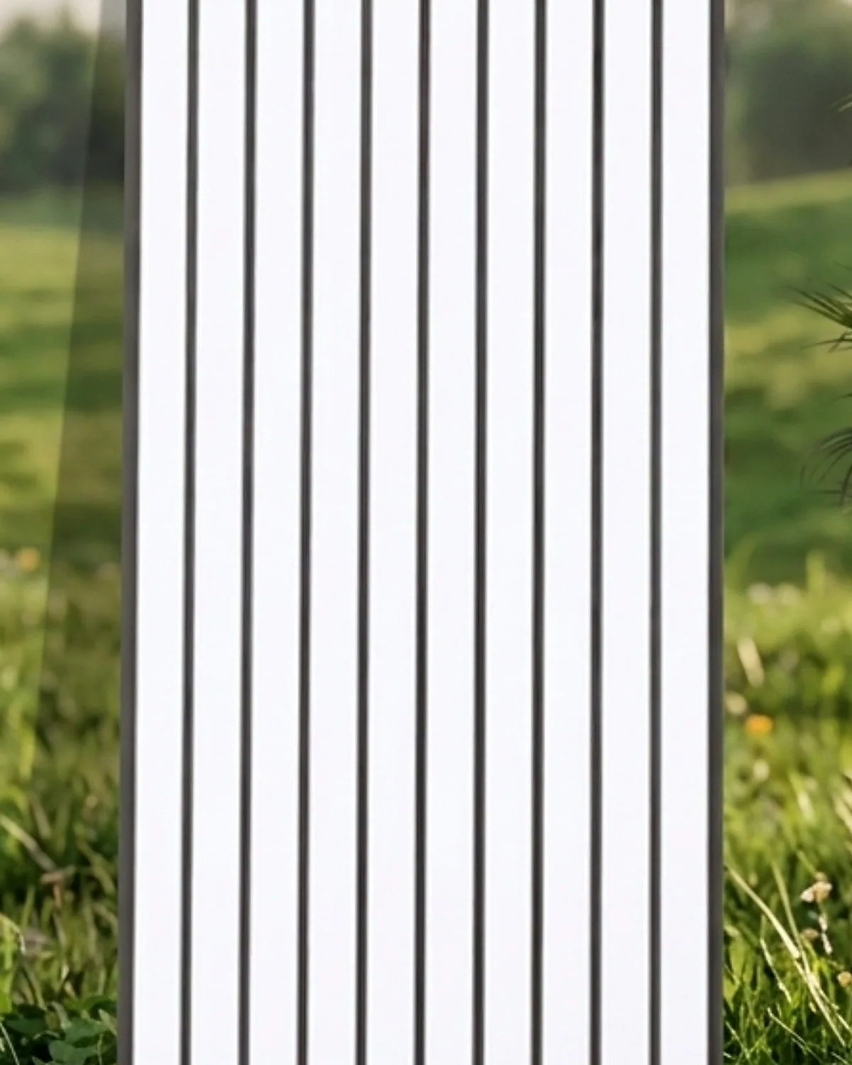 Black-line fluted wall panel sample with narrow dark channels