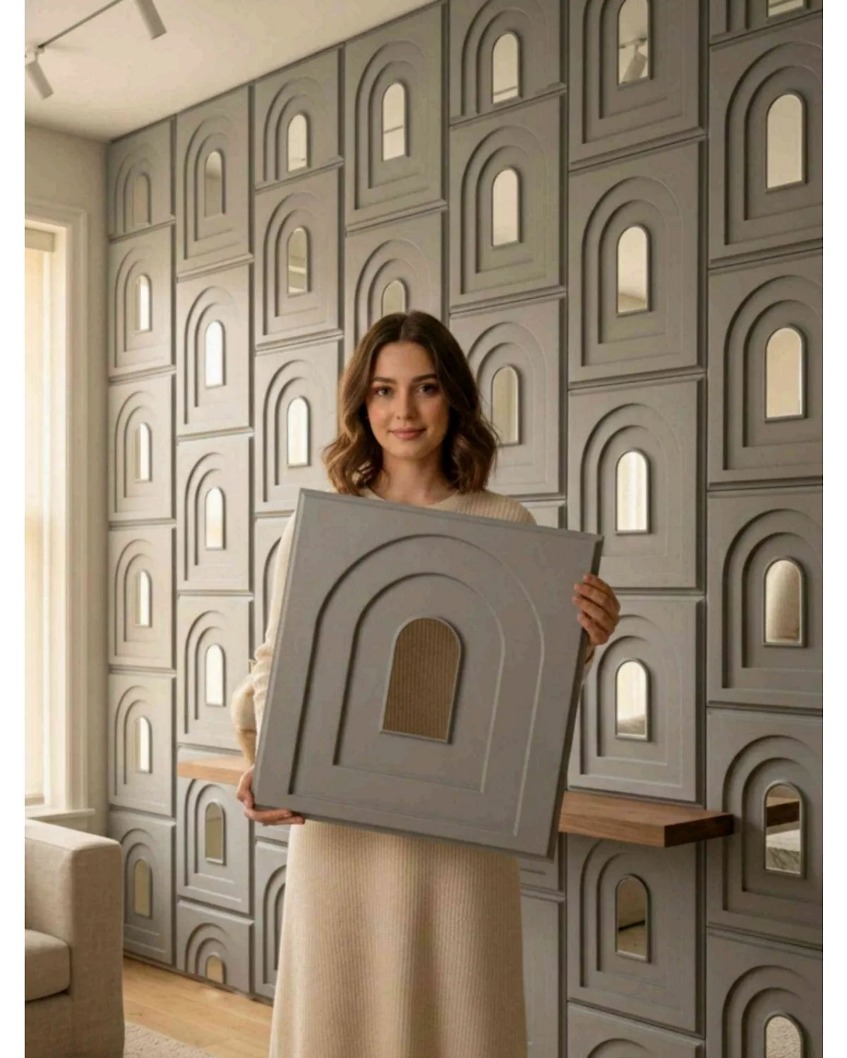 #21 Arch 3D Panel, design #21 ARCH | MIRROR | GREY