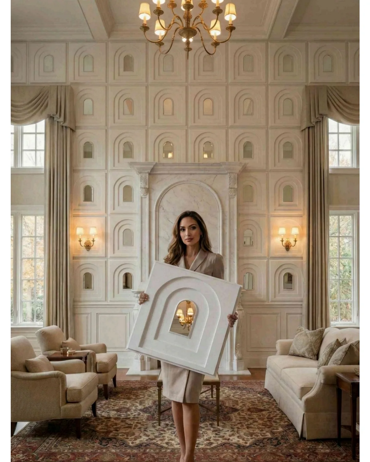 #21 Arch 3D Panel, design #21 ARCH | MIRROR | WHITE