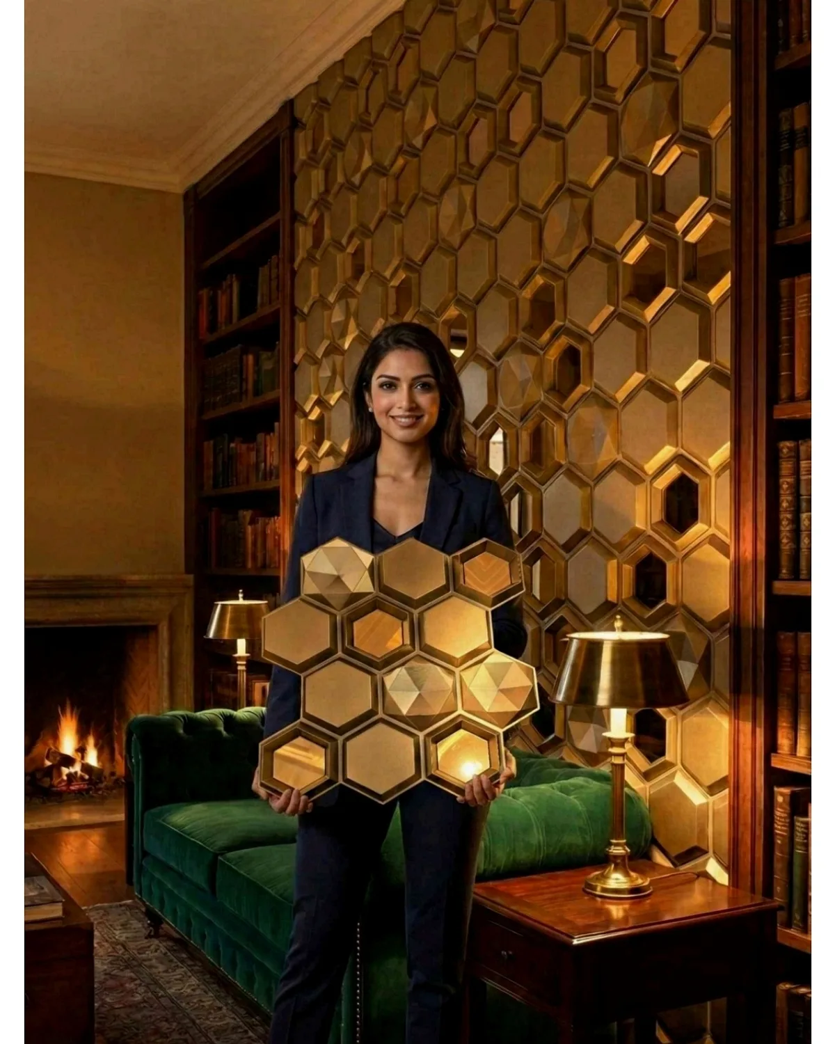 #23 Emerald 3D Panel, design #23 EMRALD | MIRROR | CHAMPAGNE GOLD