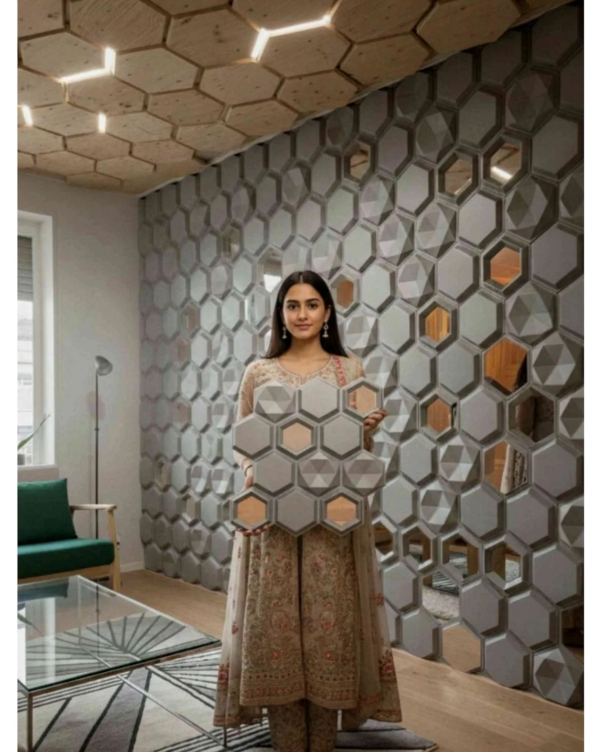 #23 Emerald 3D Panel, design #23 EMRALD | MIRROR | GREY