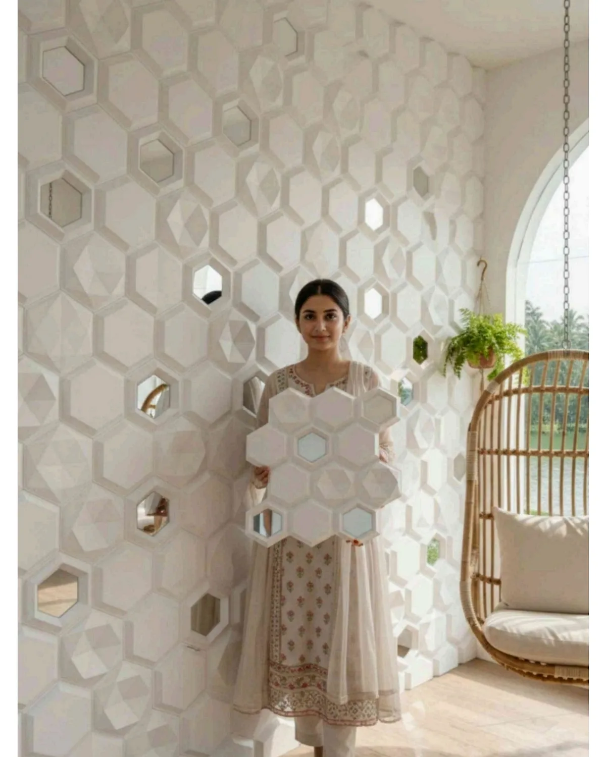 #23 Emerald 3D Panel, design #23 EMRALD | MIRROR | WHITE