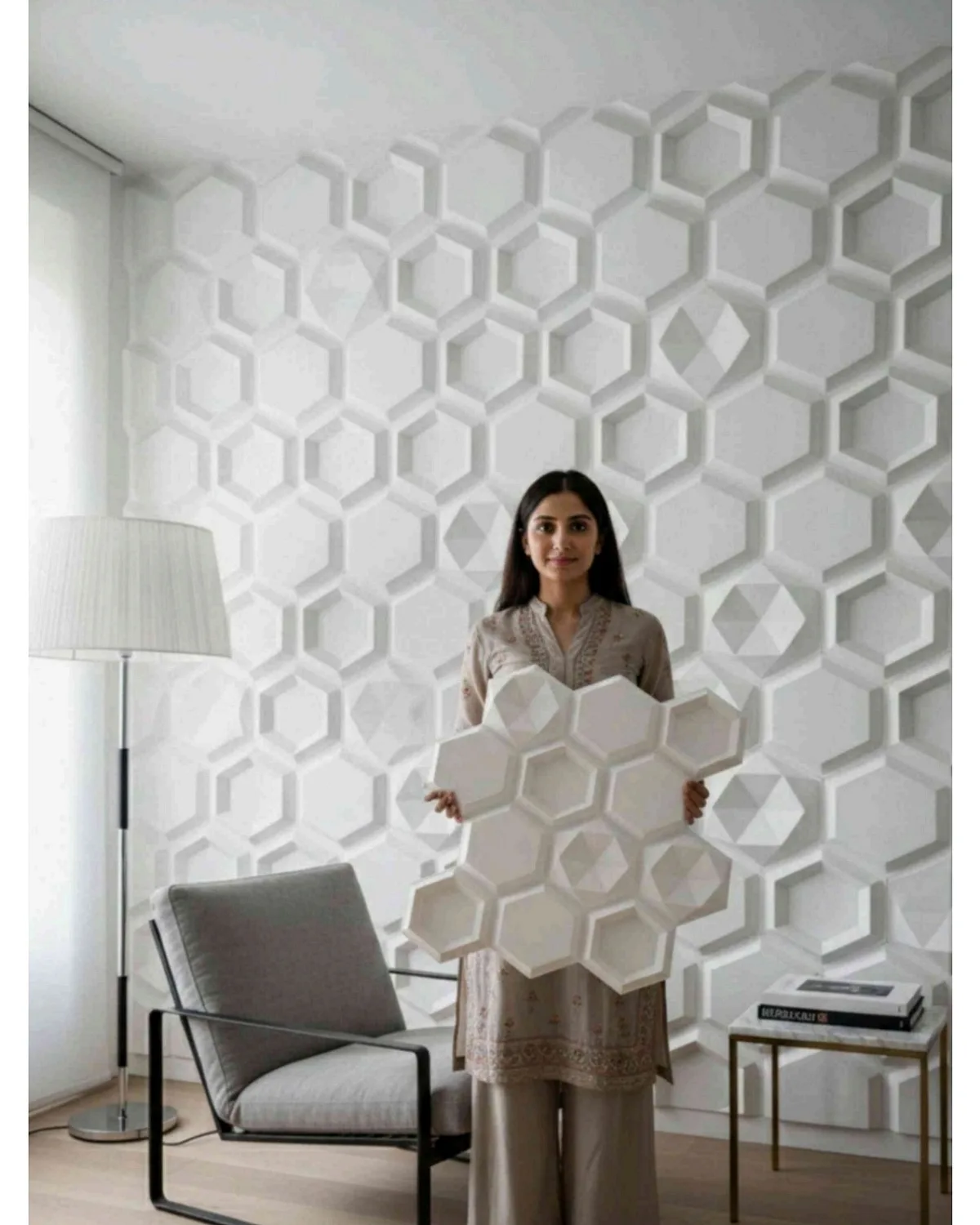 #23 Emerald 3D Panel, design #23 EMRALD | WHITE