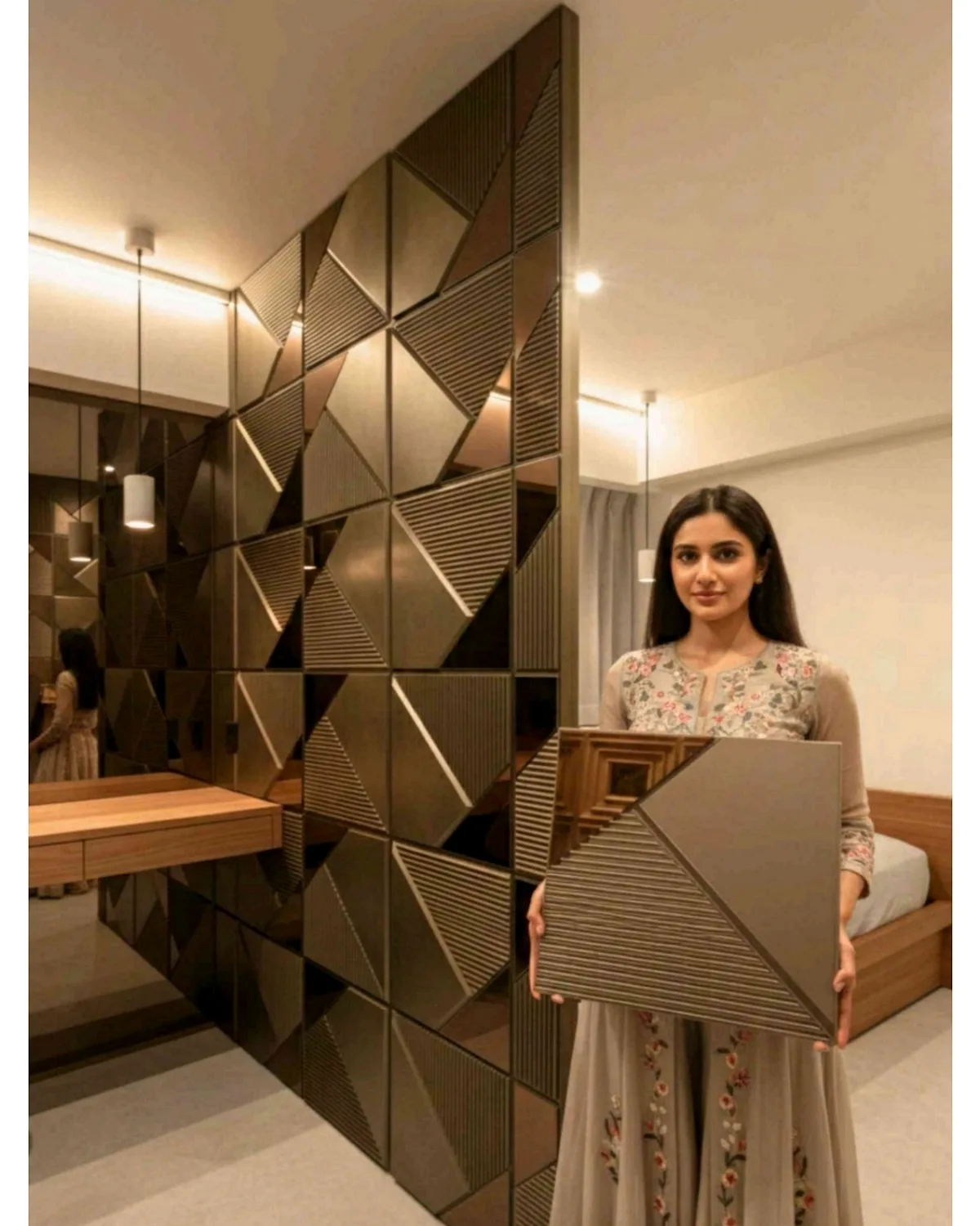 #22 Fin 3D Panel, design #22 FIN | MIRROR | BRONZE