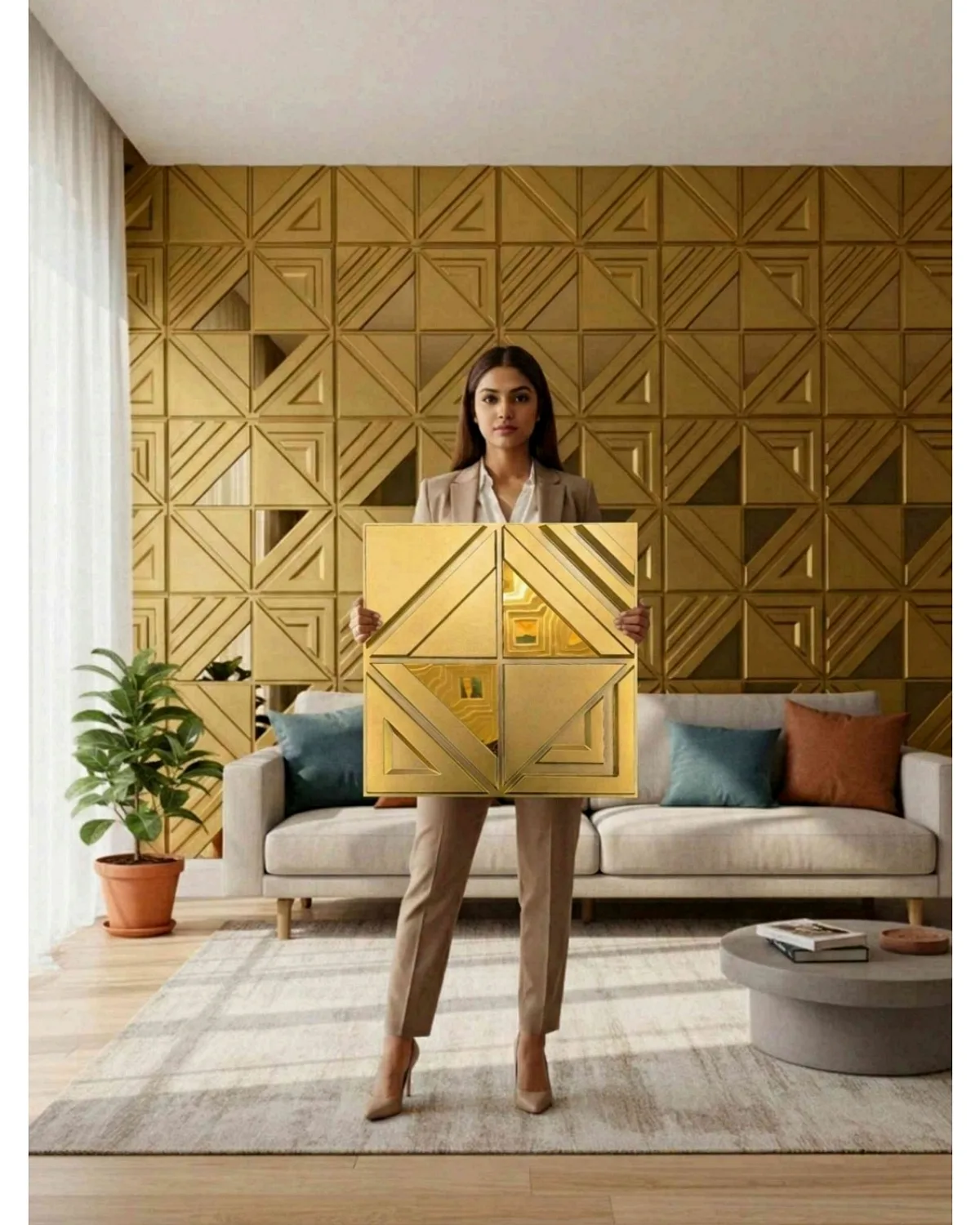 #25 Matrix 3D Panel, design #25 MATRIX | MIRROR | CHAMPAGNE GOLD