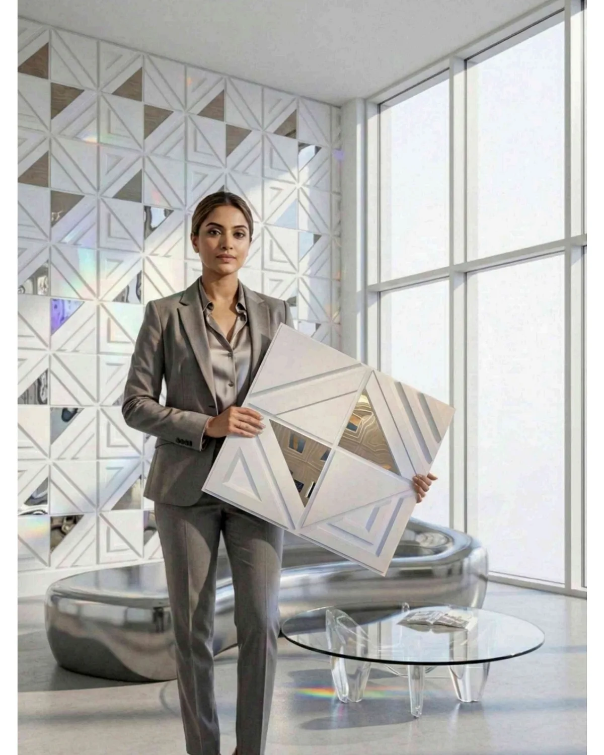 #25 Matrix 3D Panel, design #25 MATRIX | MIRROR | WHITE
