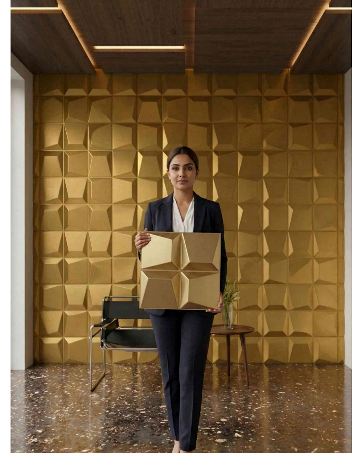 #04 Mosaic 3D Panel, design #04 MOSAIC | CHAMPAGNE GOLD