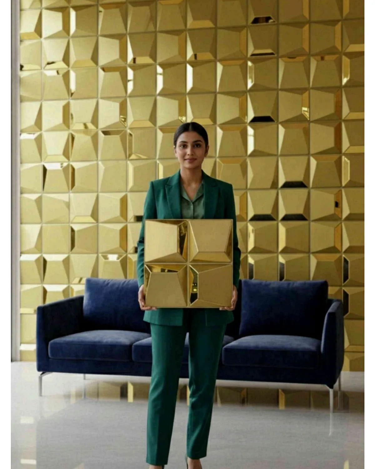 #04 Mosaic 3D Panel, design #04 MOSAIC | MIRROR | CHAMPAGNE GOLD