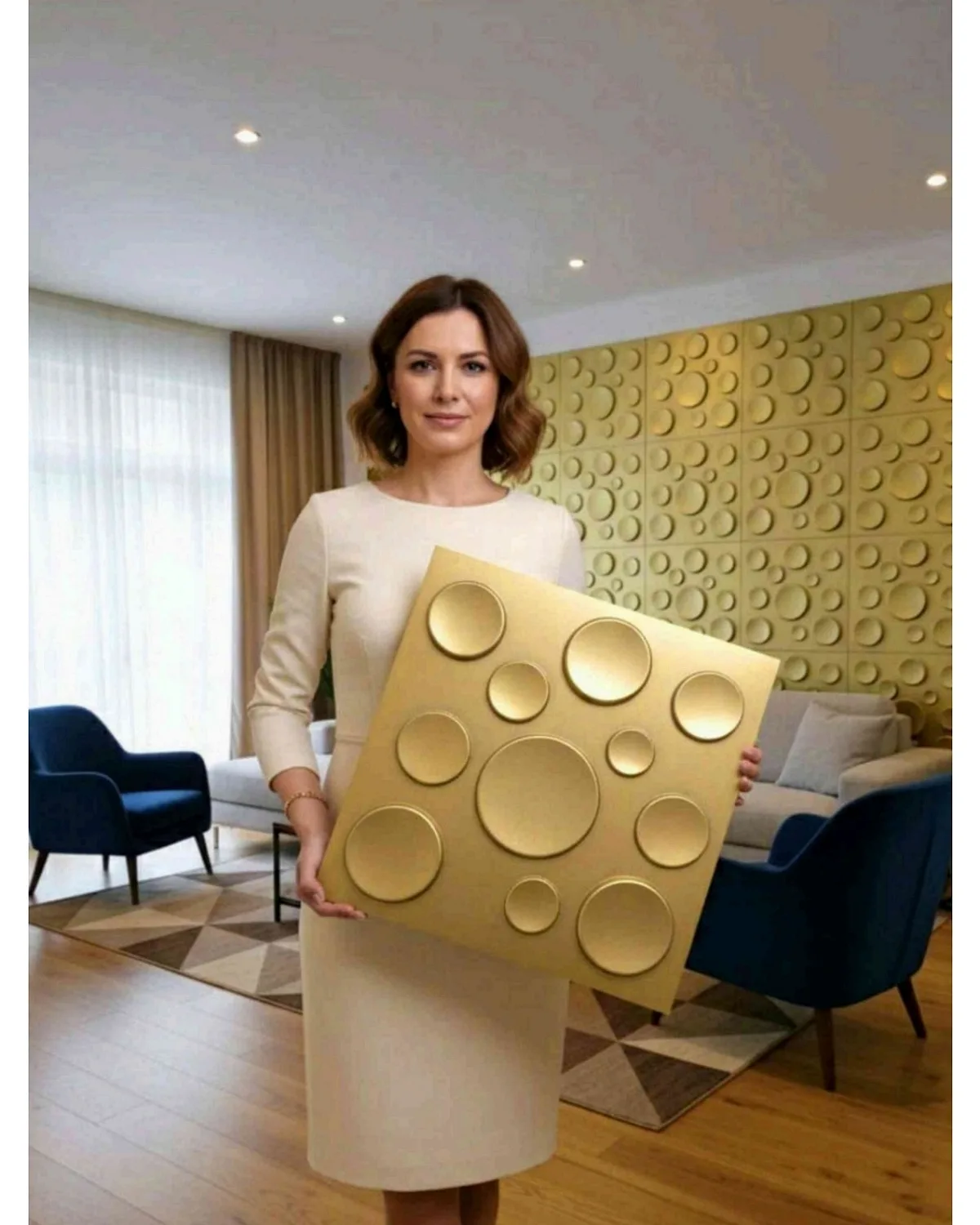#07 Polka 3D Panel, design #07 POLKA | CHAMPAGNE GOLD
