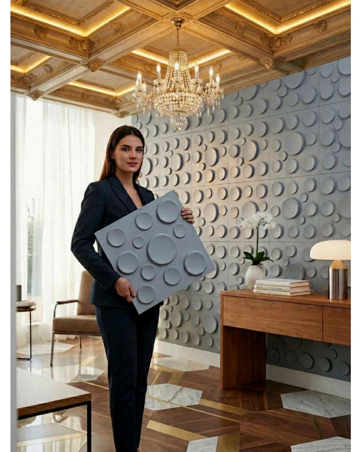 #07 Polka 3D Panel, design #07 POLKA | GREY