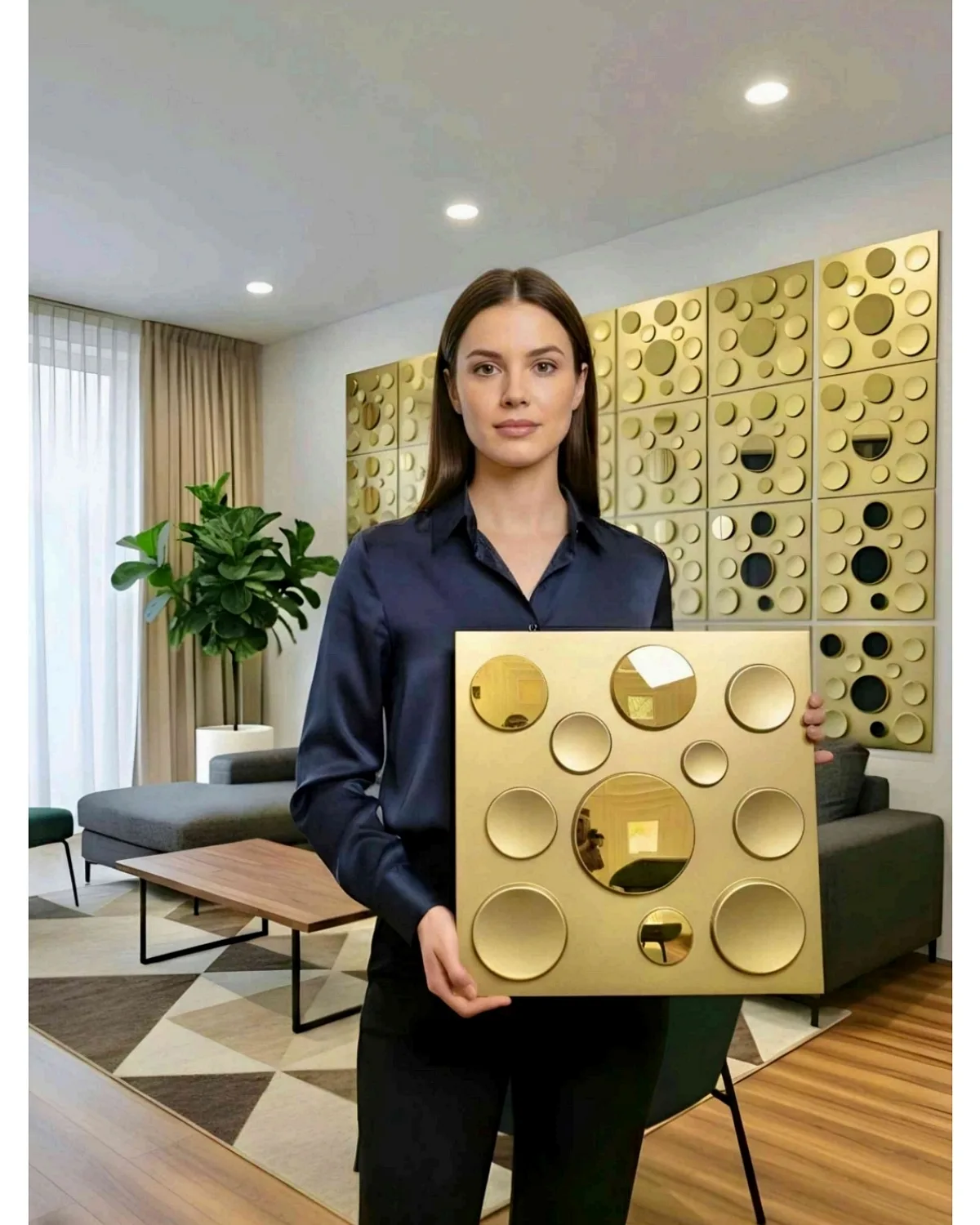 #07 Polka 3D Panel, design #07 POLKA | MIRROR | CHAMPAGNE GOLD