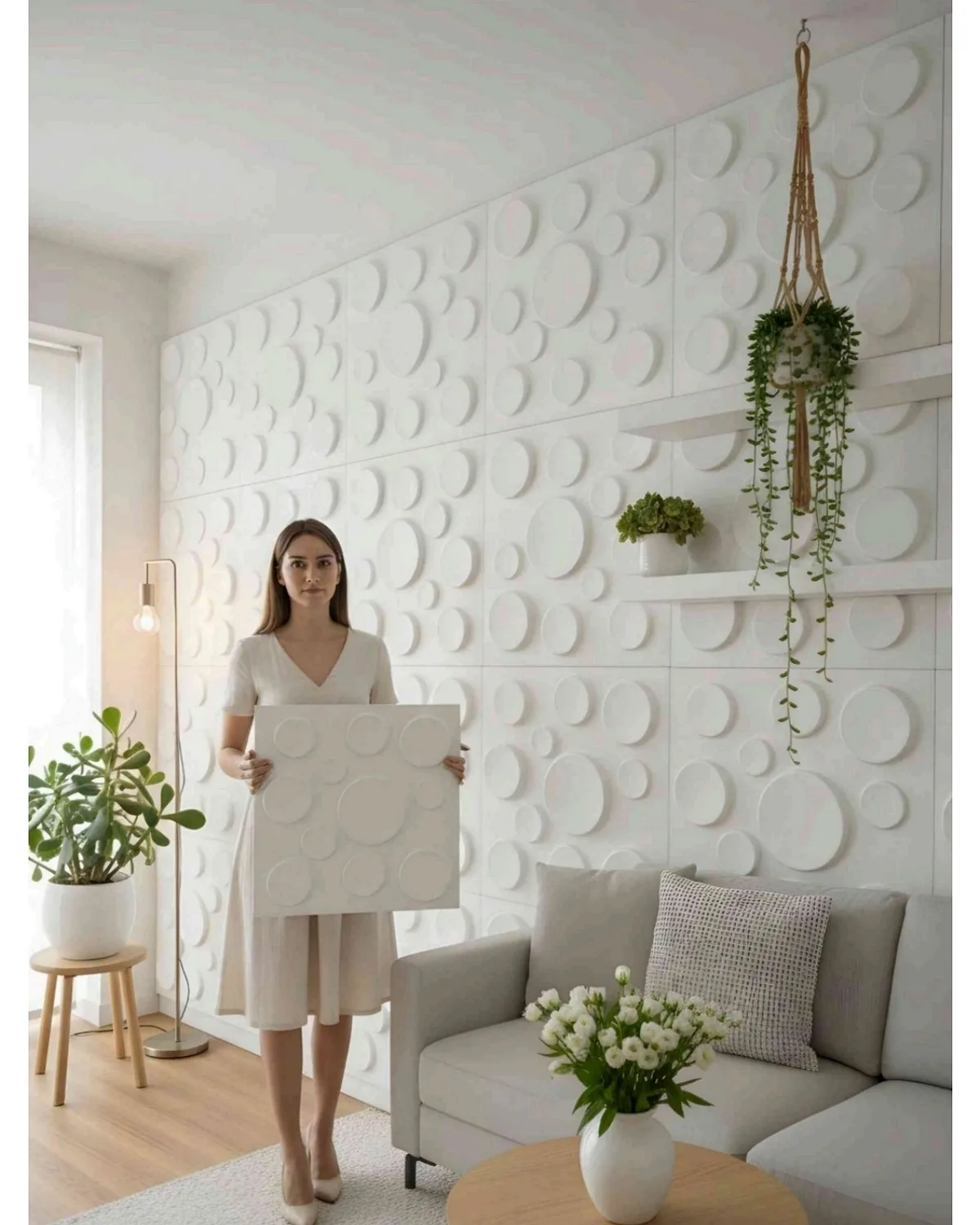 #07 Polka 3D Panel, design #07 POLKA | WHITE