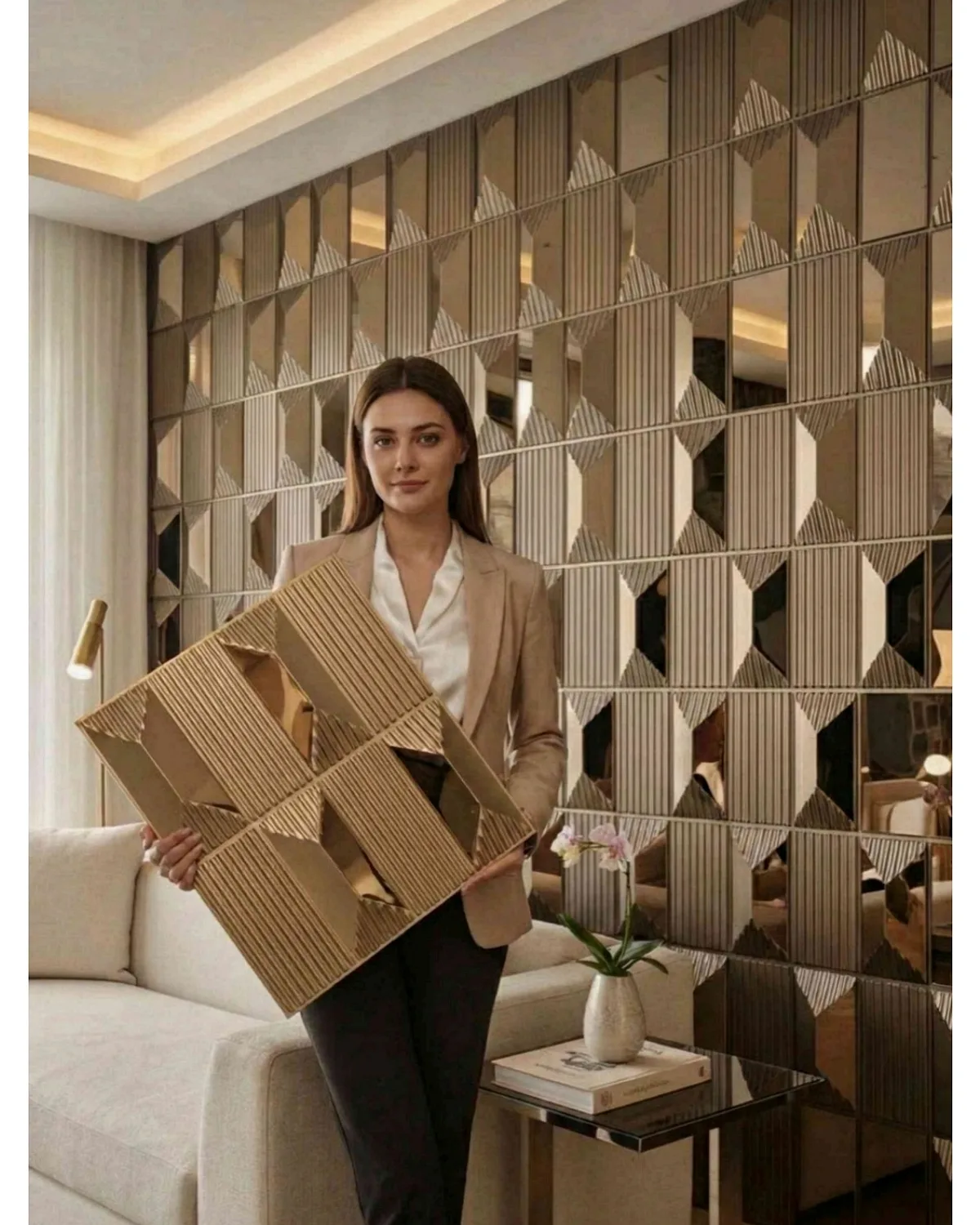 #14 Stone 3D Panel, design #14 STONE | MIRROR | BRONZE
