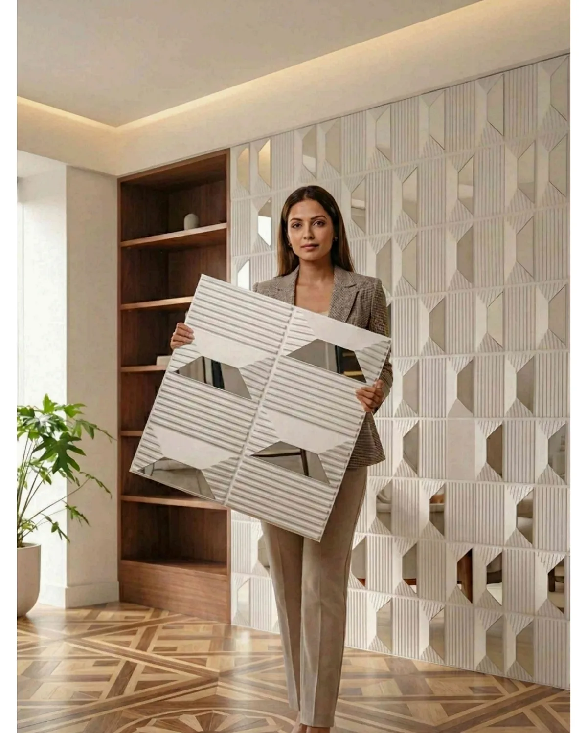 #14 Stone 3D Panel, design #14 STONE | MIRROR | WHITE