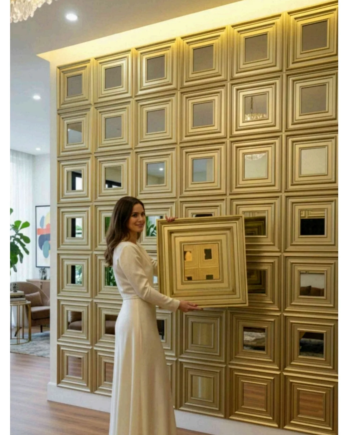 #19 Vault 3D Panel, design #19 VAULT | MIRROR | CHAMPAGNE GOLD